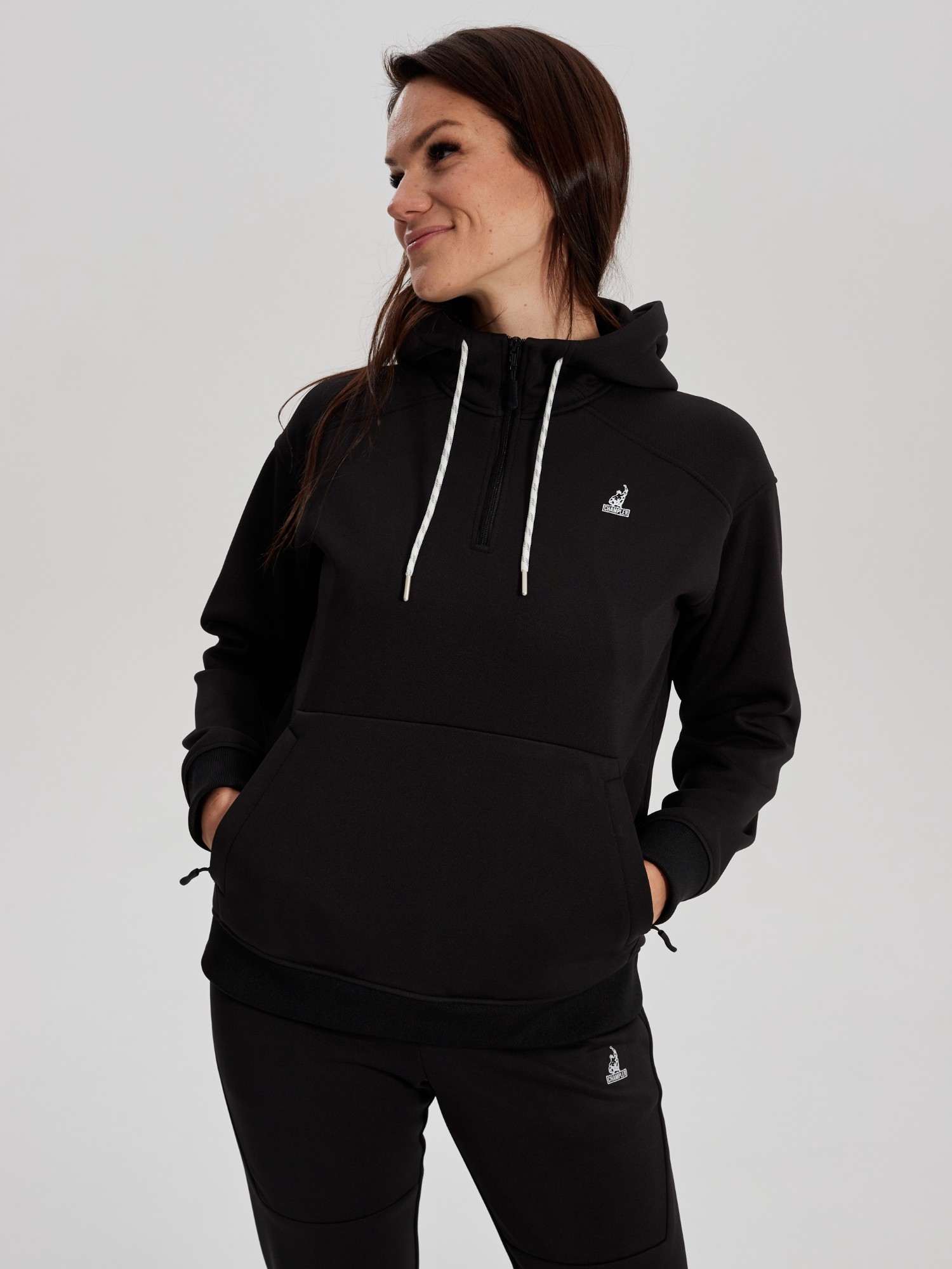 Кофта утепленная женская с капюшоном CHAMP 2Hoodie Черная