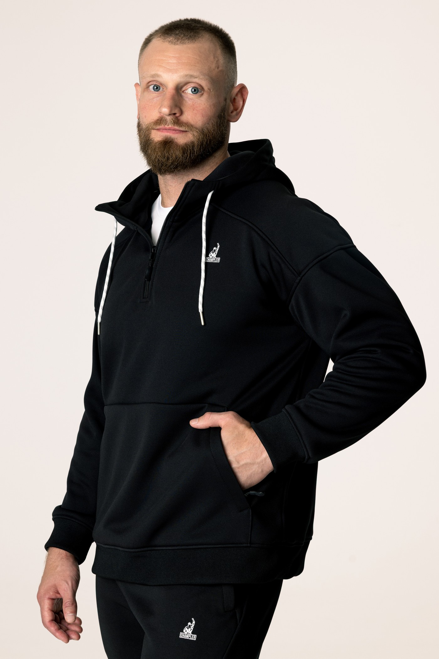 Кофта утепленная мужские с капюшоном CHAMP 2Hoodie Черная