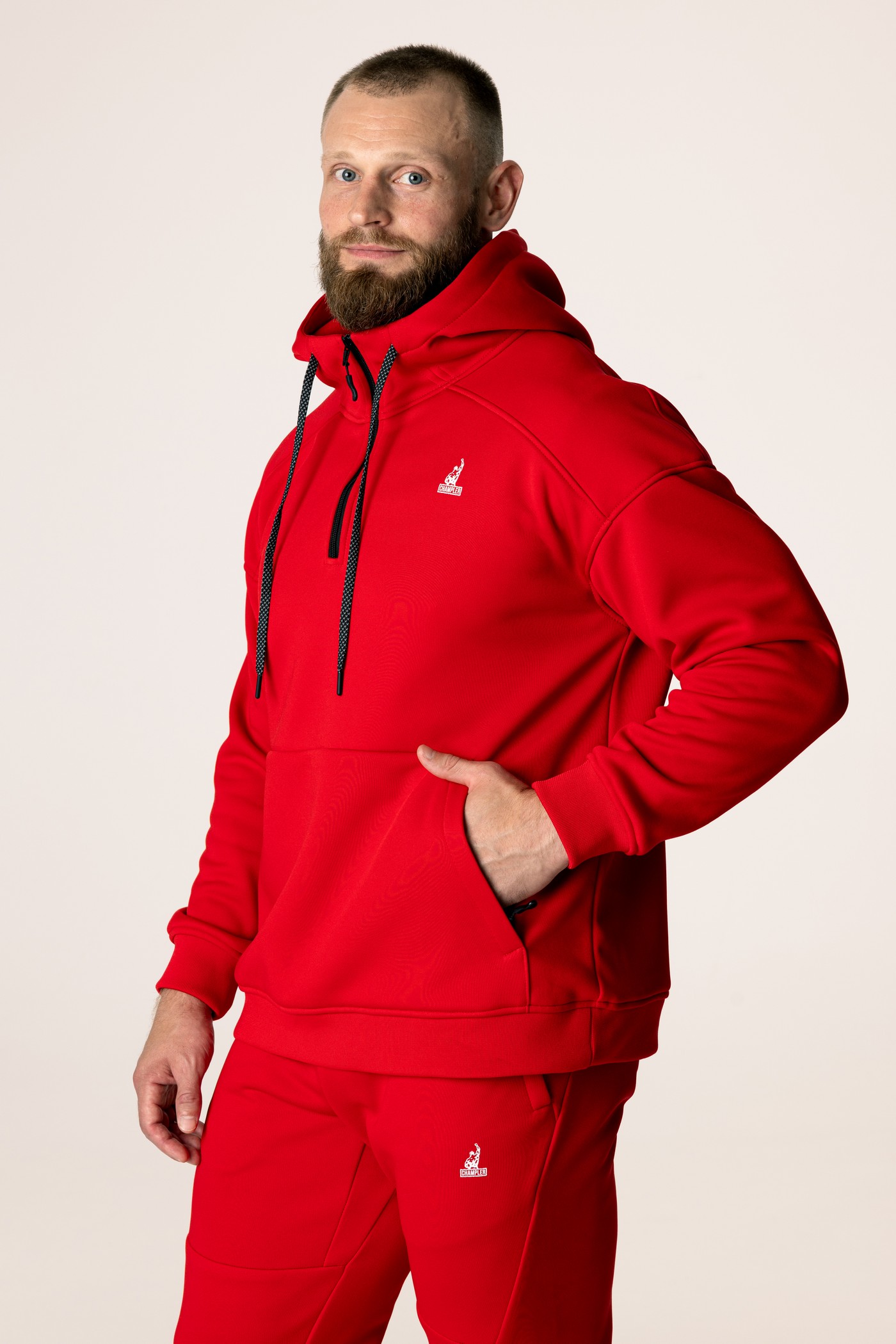 Кофта утепленная мужские с капюшоном CHAMP 2Hoodie Красная