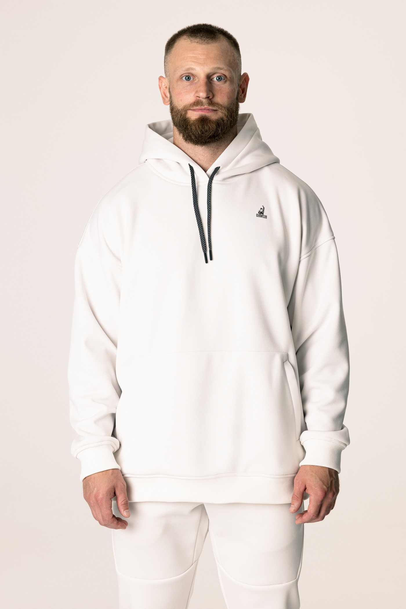 Кофта утепленная мужские с капюшоном CHAMP Hoodie OVERSIZE Айвори