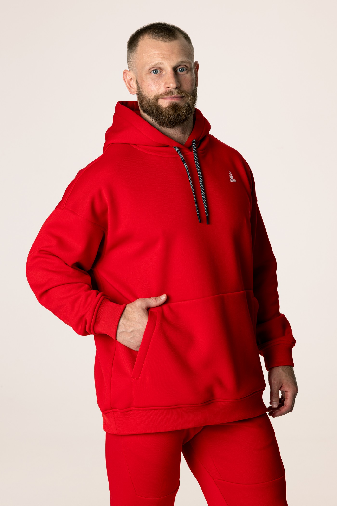 Кофта утепленная мужские с капюшоном CHAMP Hoodie OVERSIZE Красная