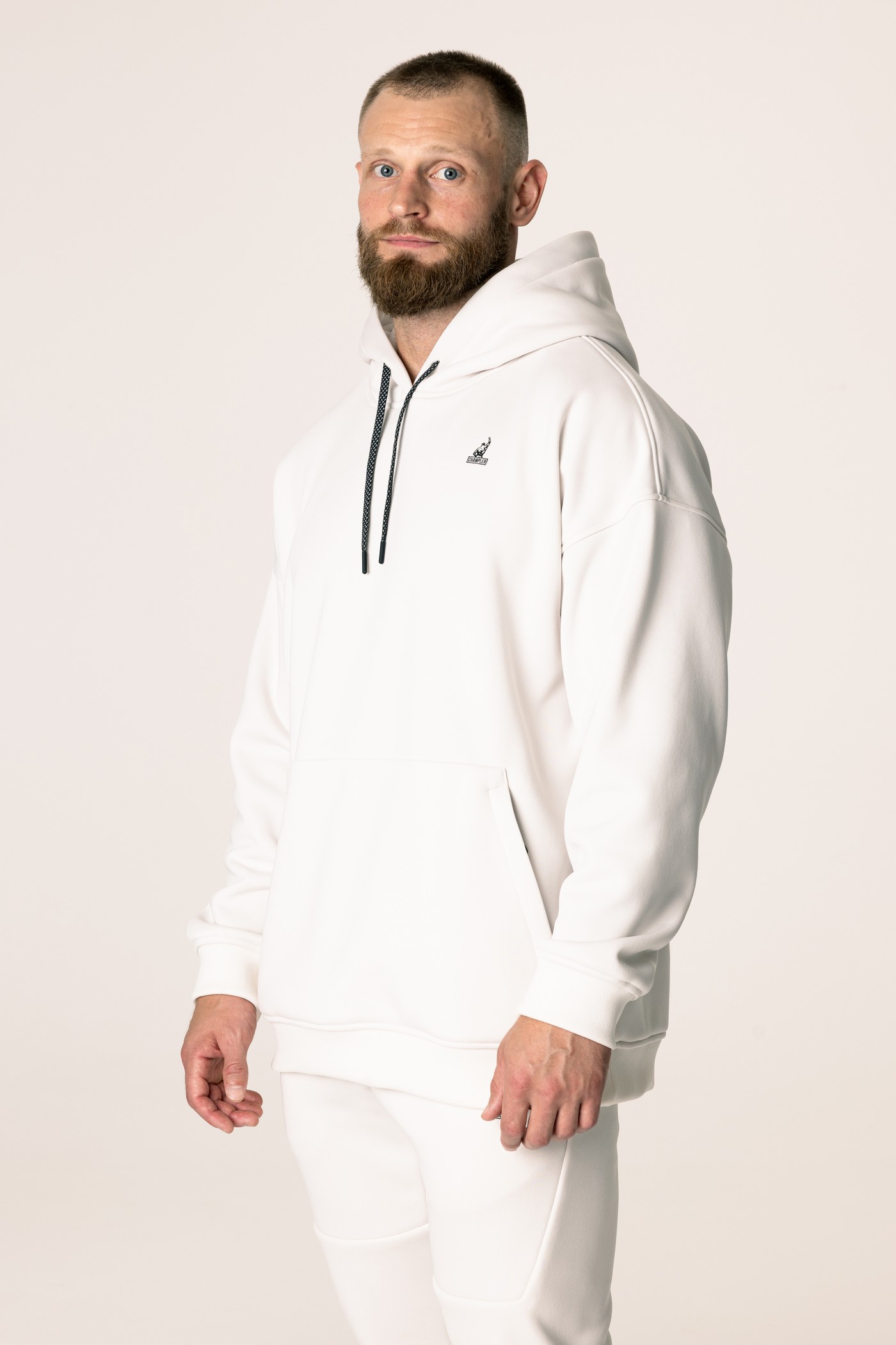 Кофта утепленная мужские с капюшоном CHAMP Hoodie OVERSIZE Айвори