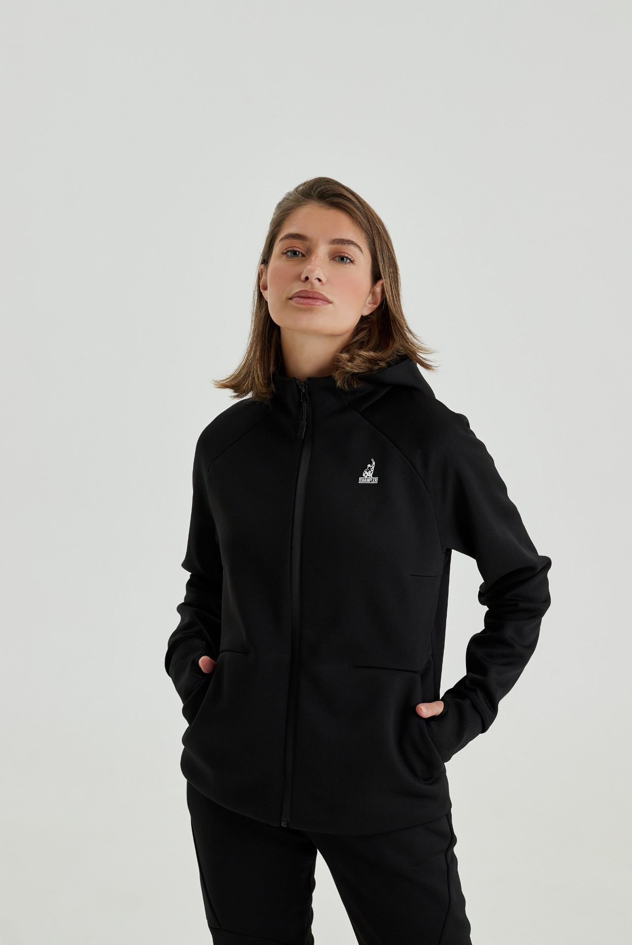 Кофта утепленная женская с капюшоном CHAMP Hoodie Черная