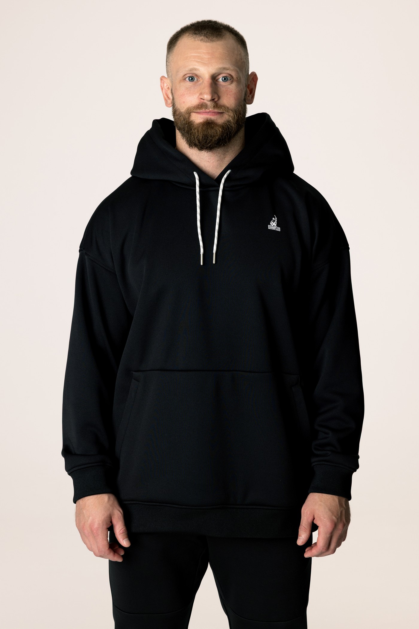Кофта утепленная мужские с капюшоном CHAMP Hoodie OVERSIZE Черная