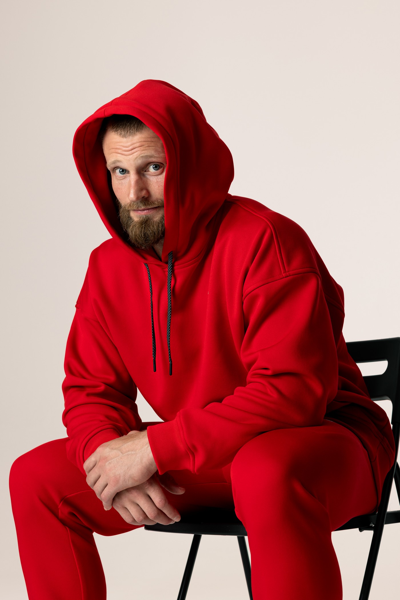 Кофта утепленная мужские с капюшоном CHAMP Hoodie OVERSIZE Красная