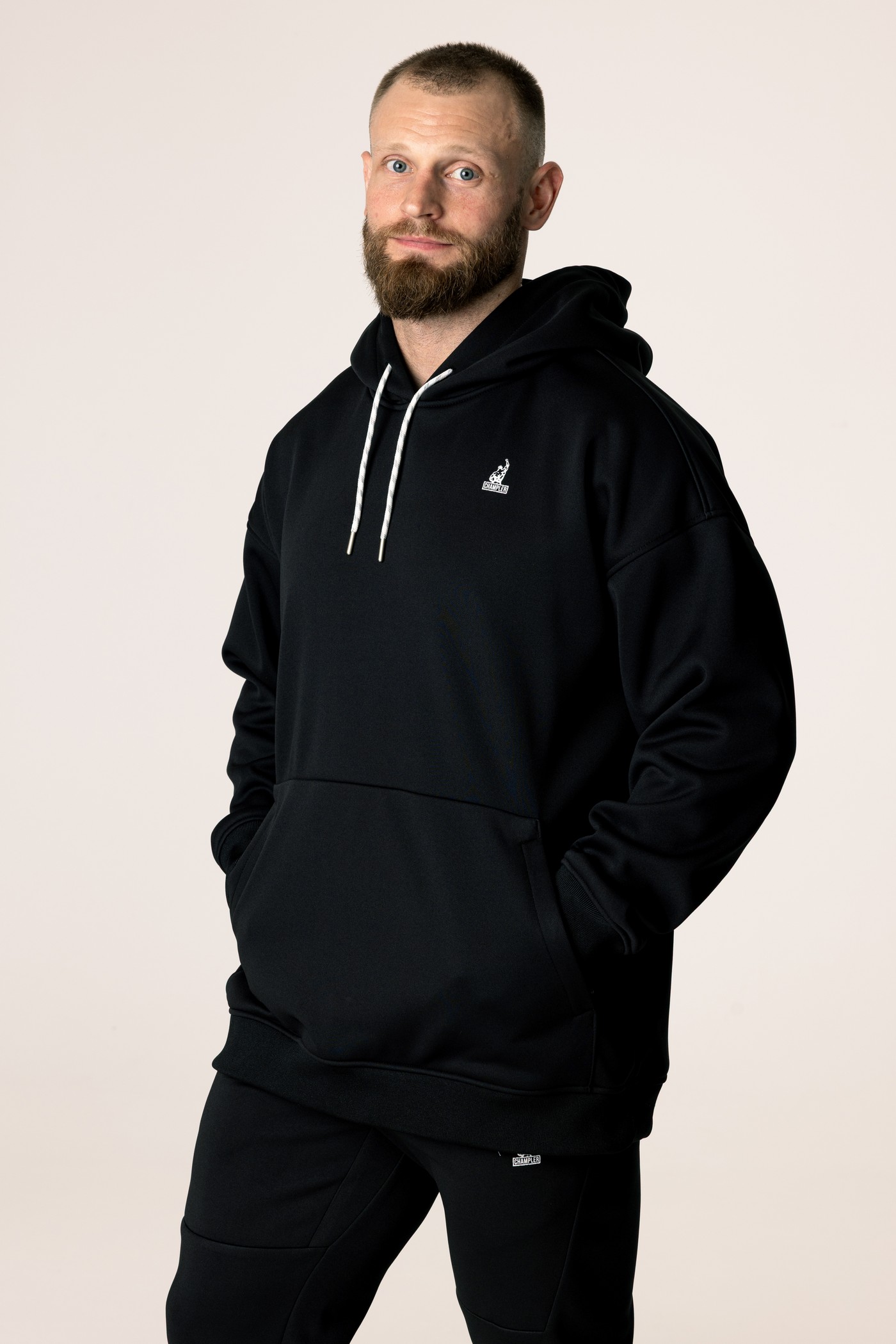 Кофта утепленная мужские с капюшоном CHAMP Hoodie OVERSIZE Черная