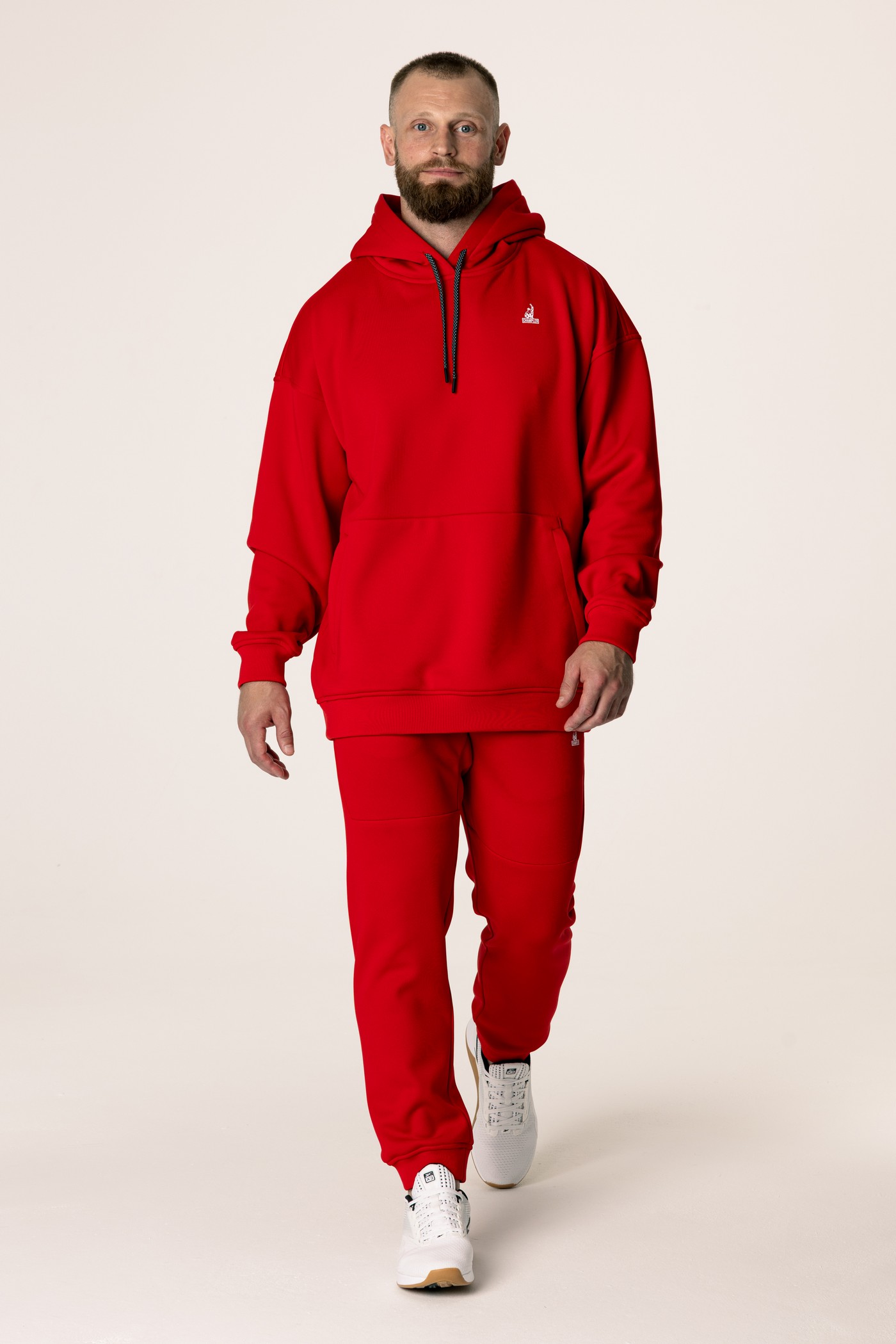 Кофта утепленная мужские с капюшоном CHAMP Hoodie OVERSIZE Красная
