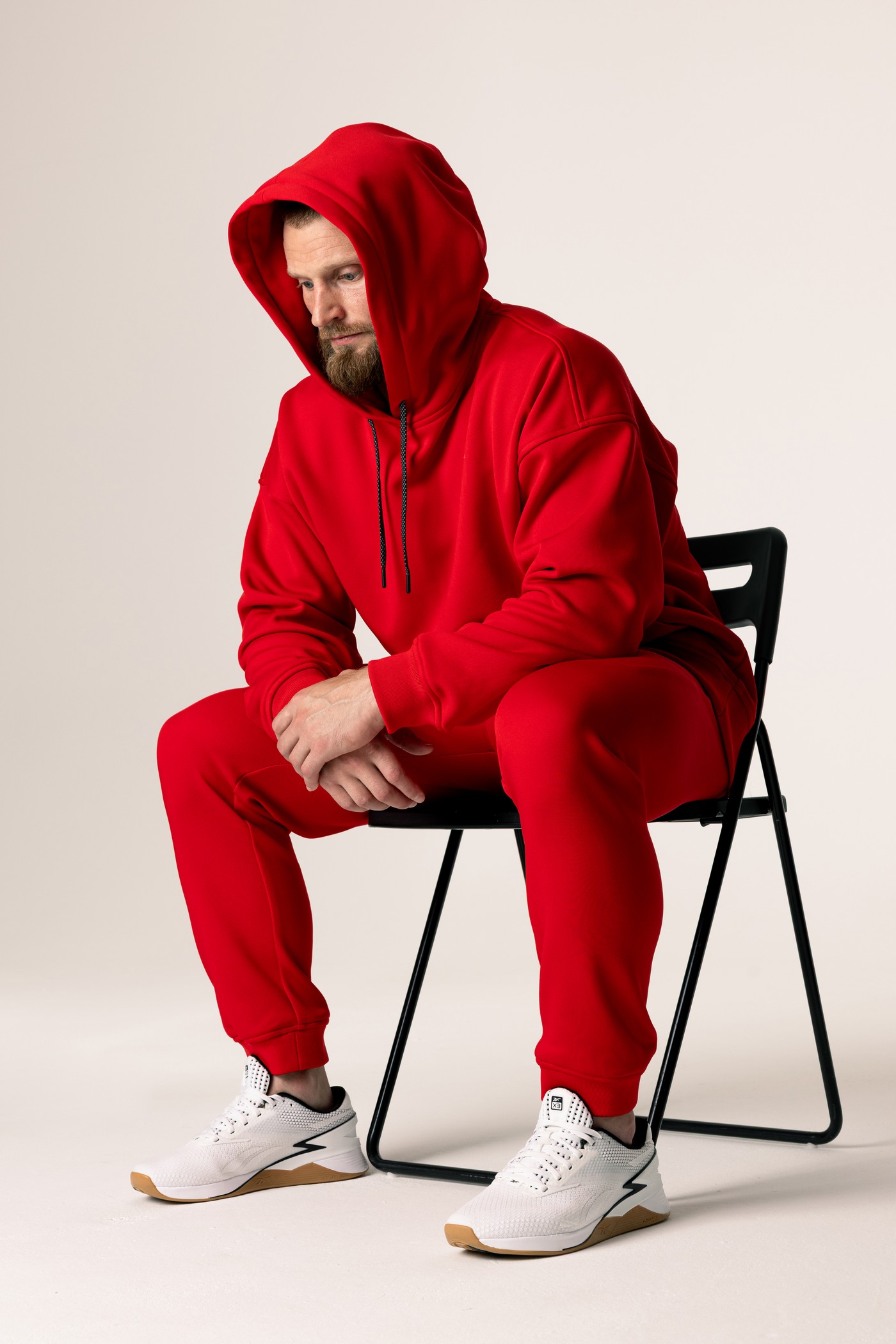 Кофта утепленная мужские с капюшоном CHAMP Hoodie OVERSIZE Красная